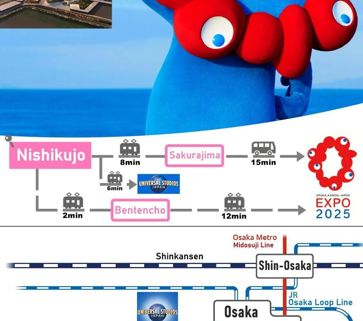 Usj 2 Stops, Umeda&Dotonbori 8Mins, Tiffanyblue Theme Sv3 Osaka